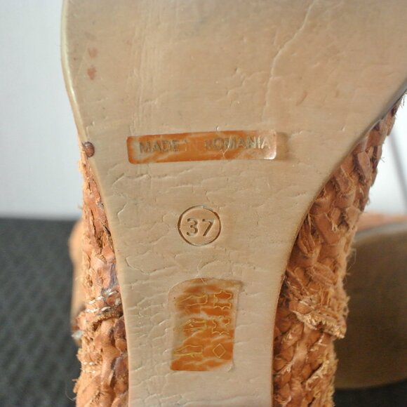 Sundance Shalimar Woven Leather Block Heel Booties - Picture 9 of 11